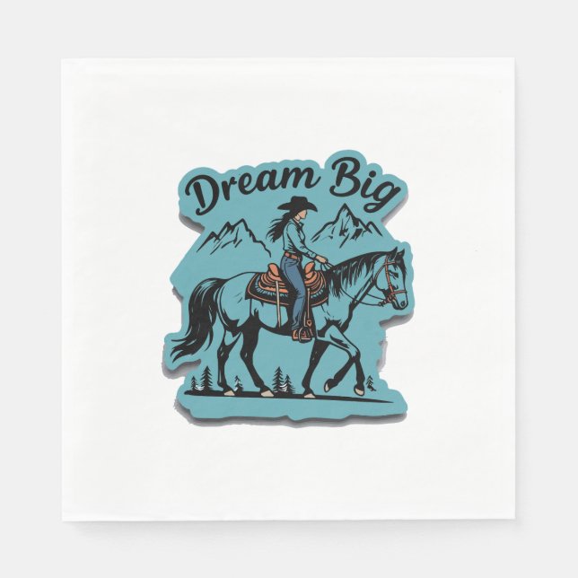 Dream Big-Cowgirl Riding Horse Pappersservett (Framsidan)