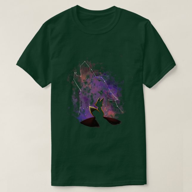 Dream Big Cute Fox Stars Space Galaxy Howl T Shirt (Design framsida)