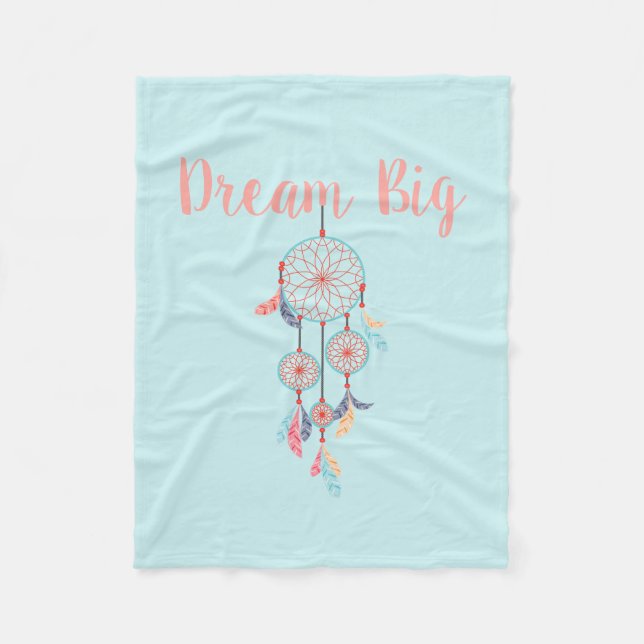 Dream Big Dreamcatcher Bohemian Dream Catcher Fleecefilt (Framsidan)