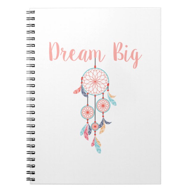 Dream-Big-Dreamcatcher-peach Anteckningsbok Med Spiral (Framsidan)