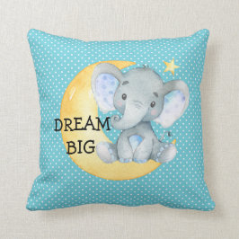 Dream Big Elephant Cute Pojke Nursery Gift Kudde