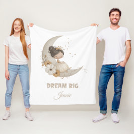 Dream Big Fairy Måne Child - Personlig Namn Fleecefilt