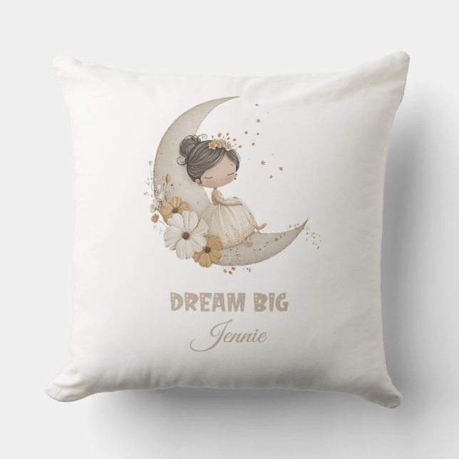 Dream Big Fairy Måne Child - Personlig Namn Kudde (Framsida)