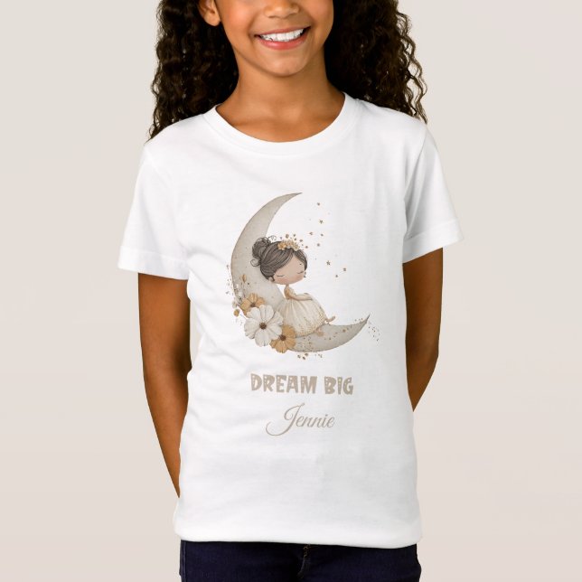 Dream Big Fairy Måne Child - Personlig Namn T Shirt (Framsida)