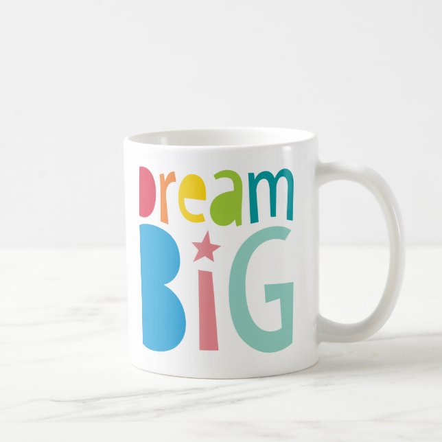 DREAM BIG färgstark typografi fet ljust citattecke Kaffemugg (Höger)