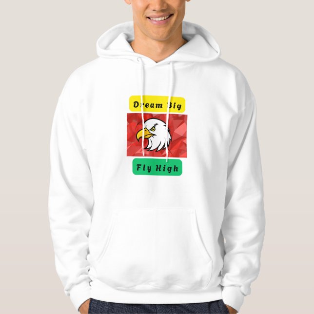Dream Big Fly High Logotyp med Eagle Hoodie (Framsida)