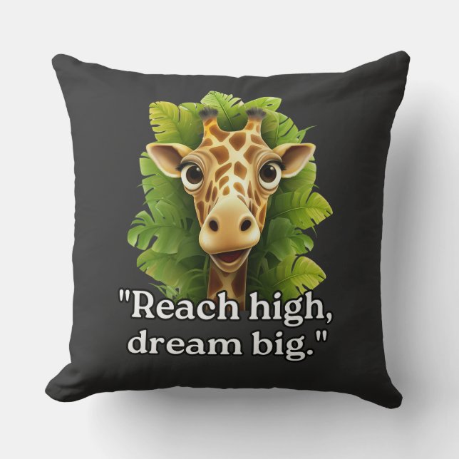 "Dream Big - Giraffe Dekorativ kudde" Kudde (Framsida)
