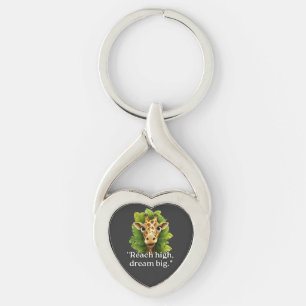 "Dream Big - Giraffe Keychain"Nyckelkedjor Twisted Heart Silverfärgad Nyckelring