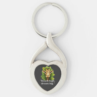 "Dream Big - Giraffe Keychain"Nyckelkedjor Twisted Heart Silverfärgad Nyckelring