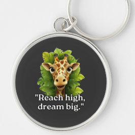 "Dream Big - Giraffe Keychain" Rund Silverfärgad Nyckelring