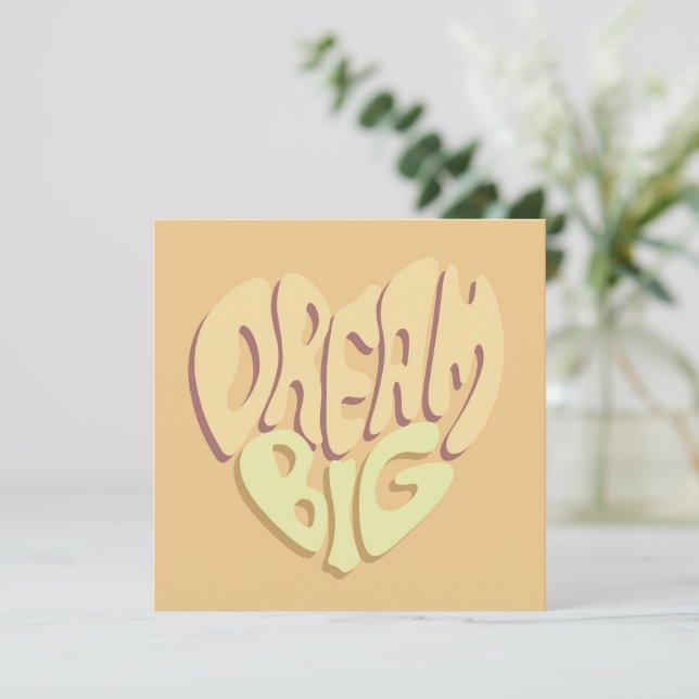 Dream Big: Gult Positive Ord Julkort (Stående Fram)