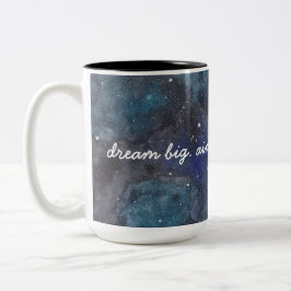 Dream Big Inspirational Galaxy in Blue Två-Tonad Mugg