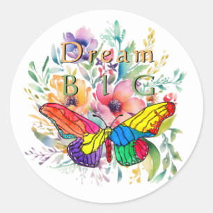 Dream Big Inspirational och Motivational Runt Klistermärke