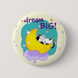 "Dream Big"-katt som sover på Måne Cat Lover Knapp