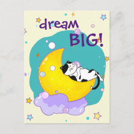 "Dream Big"-katt som sover på Måne Djurälskare Vykort