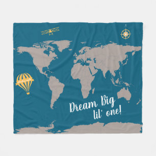 Dream big lil one filte World Map Fleecefilt