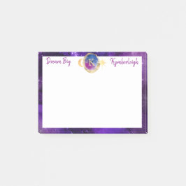 Dream Big Lila Galaxy Monogram Small Rectangular Post-it Block
