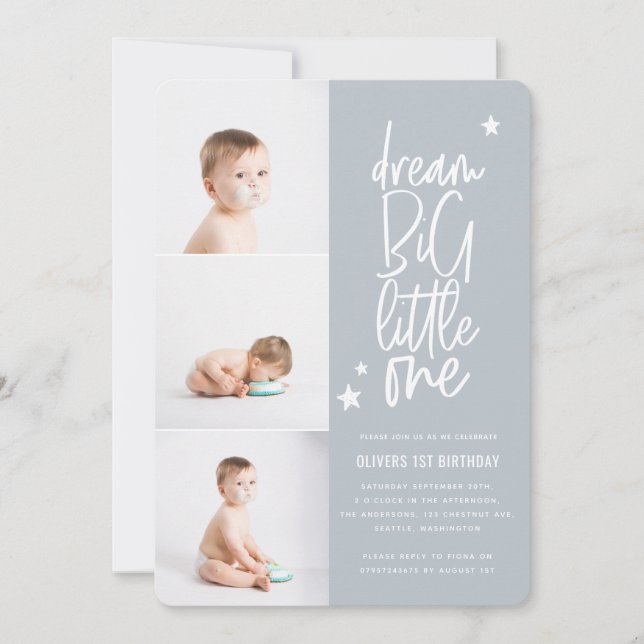 Dream big, liten, 1-födelsedagsfotokort (Framsida)