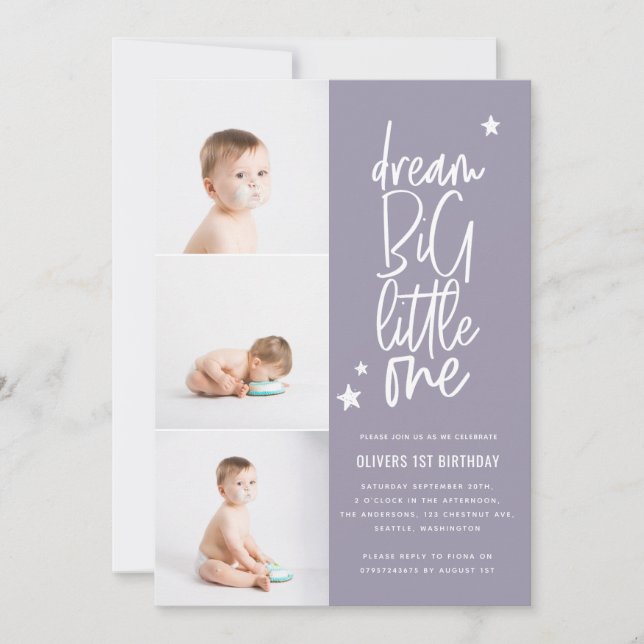 Dream big, liten, 1-födelsedagsfotokort (Framsida)