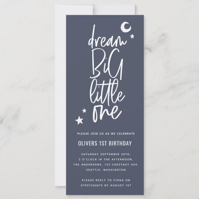 Dream big, liten, 1-födelsedagsfotokort (Framsida)