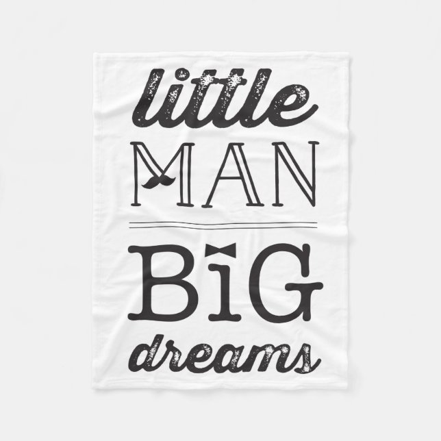 Dream Big Little Man Mustache BowTie Baby Blanket Fleecefilt (Framsidan)
