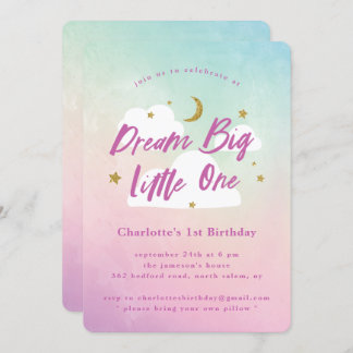 Dream Big Little One 1:a födelsedagsinbjudan Inbjudningar