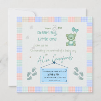 Dream Big Little One Baby Shower Invitation | Tedd Julkort