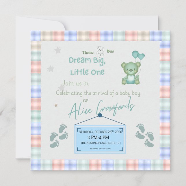 Dream Big Little One Baby Shower Invitation | Tedd Julkort (Framsida)