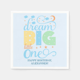 Dream Big Little One Blue Pojke 1st Birthday Pappersservett