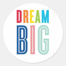 DREAM BIG LITTLE ONE coola typography ljusa färger Runt Klistermärke
