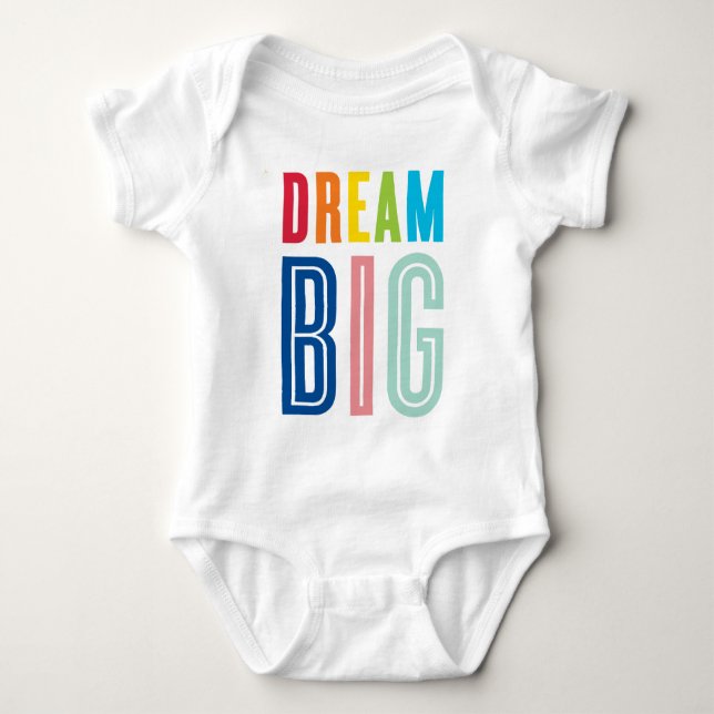 DREAM BIG LITTLE ONE coola typography ljusa färger T-shirt (Framsida)