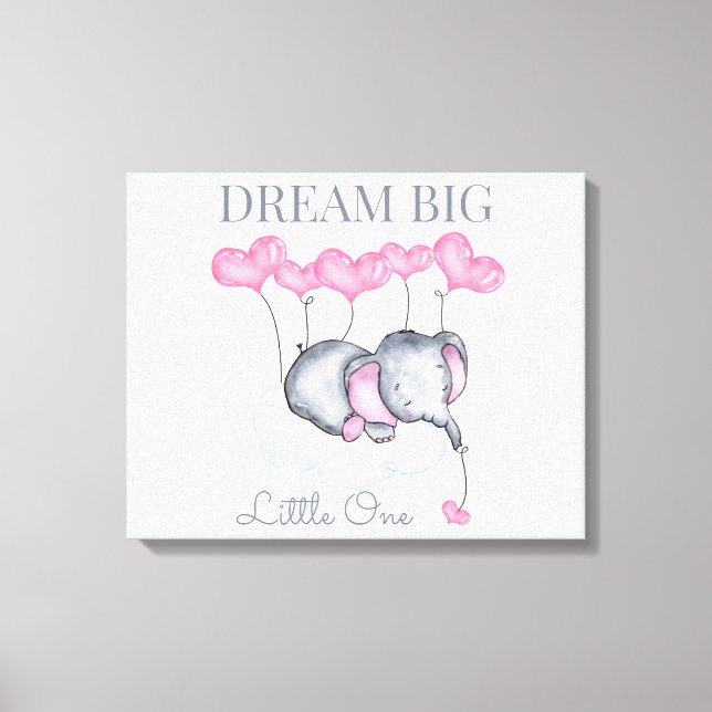 Dream Big Little One Cute Flicka Elephant Canvastryck (Framsida)
