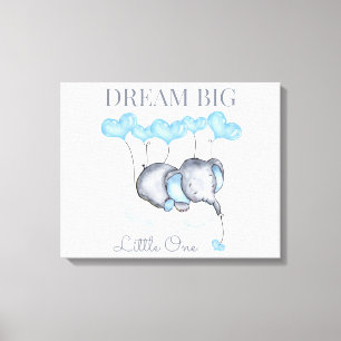 Dream Big Little One Cute Pojke Elephant Canvastryck
