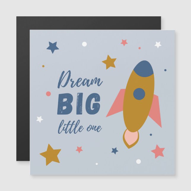 Dream Big Little One Cute Tecknad Space Rocket (Fram/baksida)