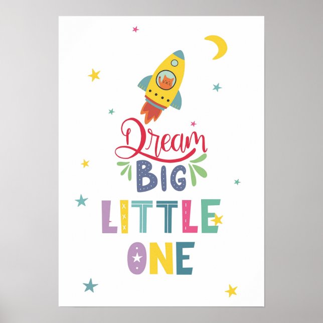 Dream Big Little One Digital Printable Nursery Art Poster (Framsidan)