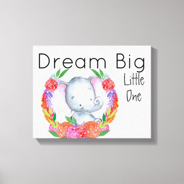 Dream Big Little One Flicka Elephant Canvastryck (Framsida)