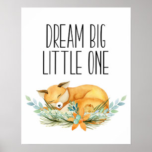 Dream Big Little One, Sleeping Fox Skriv ut Poster