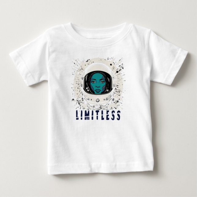 Dream Big, Little Star – Limitless Space Girl T Shirt (Framsida)
