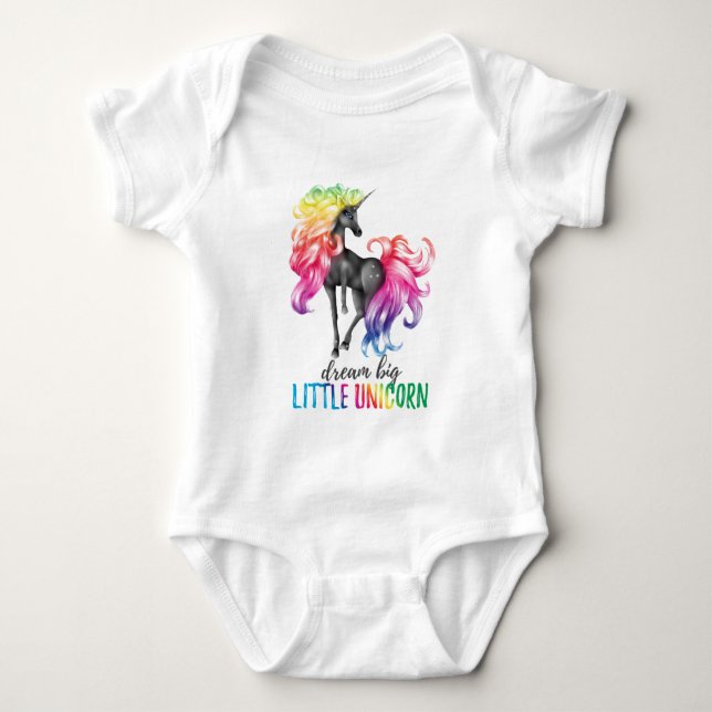 Dream Big Little Unicorn Baby Bodykostym T Shirt (Framsida)