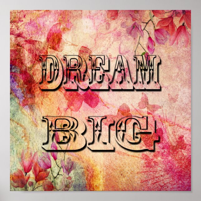 Dream Big Logotyp On Butterfly Vatten Färg Poster (Framsidan)