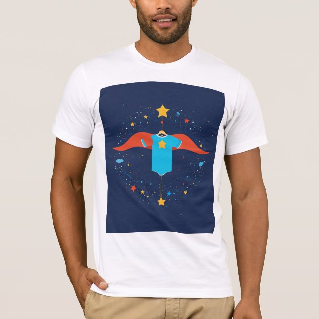 "Dream Big: Minimalist Baby Mobile med superhjälte T Shirt (Framsida)