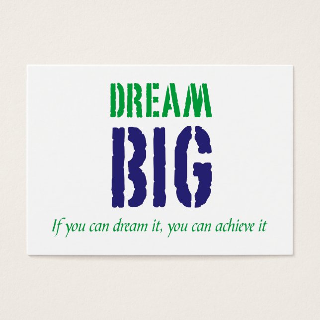 Dream Big motivart-kort Visitkort (Framsidan)