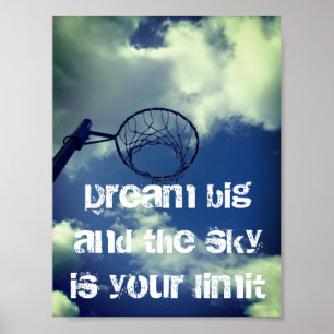Dream Big Motivational Netball-citat Poster