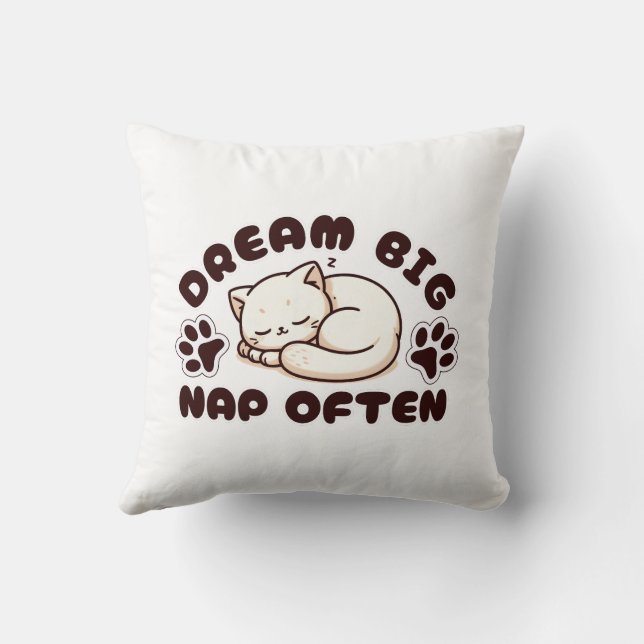 Dream Big Nap Often - Cute Cat Lover Kudde (Baksida)