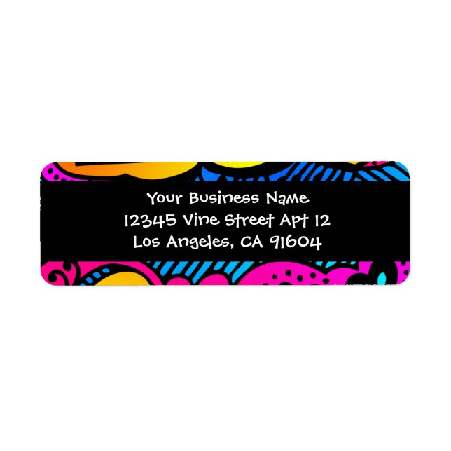 Dream Big Neon Graffiti Tecknad Bok Illustration Returadress Etikett (Framsidan)