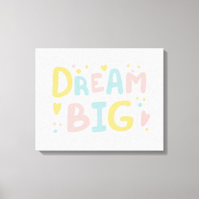 Dream Big Pastel Hearts Canvastryck (Framsida)
