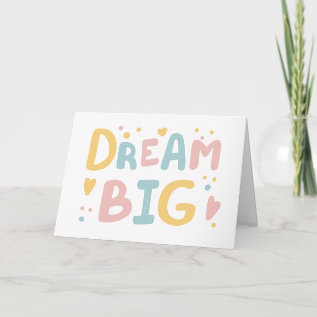 Dream Big Pastel Hearts Kort (Framsida)