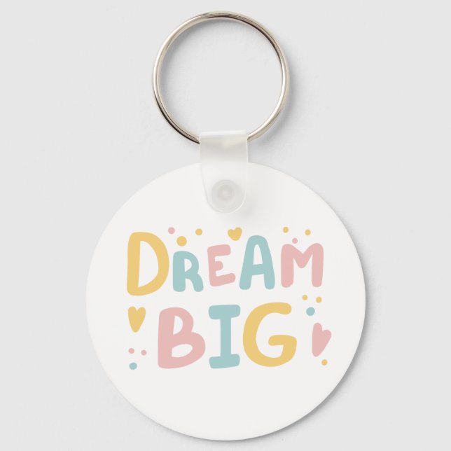 Dream Big Pastel Hearts Nyckelring (Framsida)