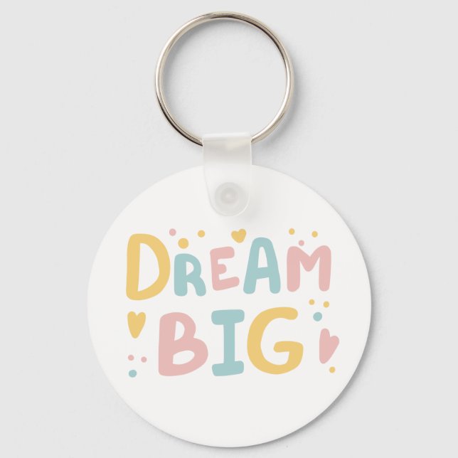 Dream Big Pastel Hearts Nyckelring (Framsida)