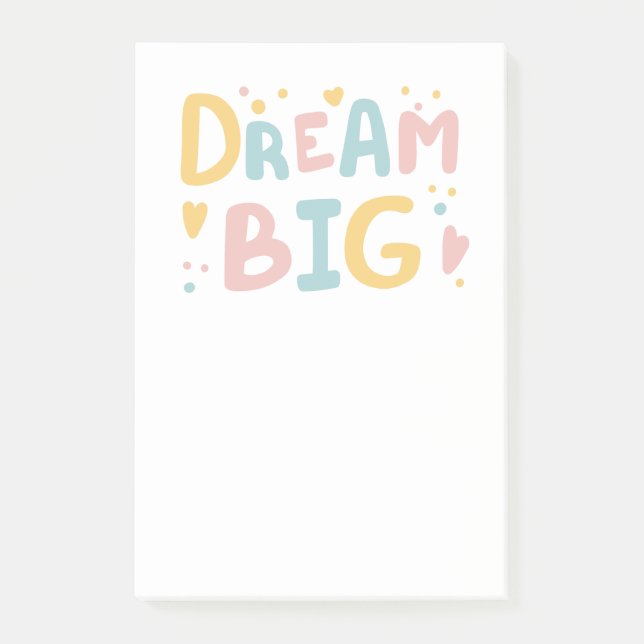Dream Big Pastel Hearts Post-it Block (Framsida)